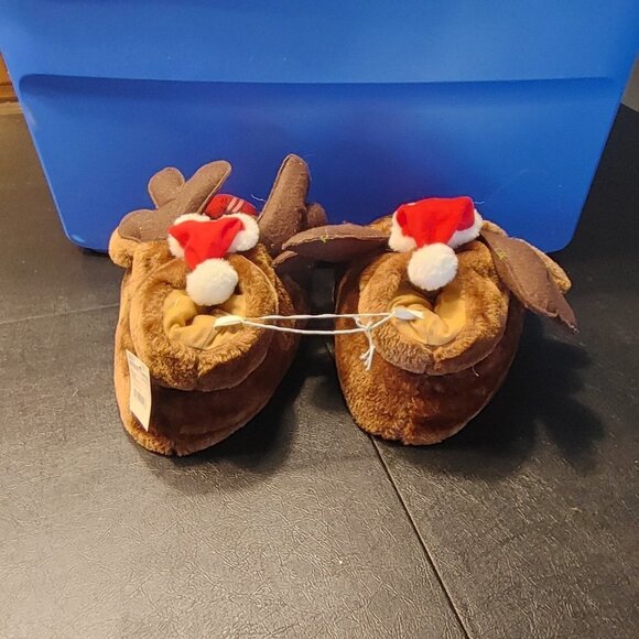 Rudy Reindeer Womens Slippers Sz M 7 8 Christmas Holiday Santa Festive Plush - Picture 4 of 6